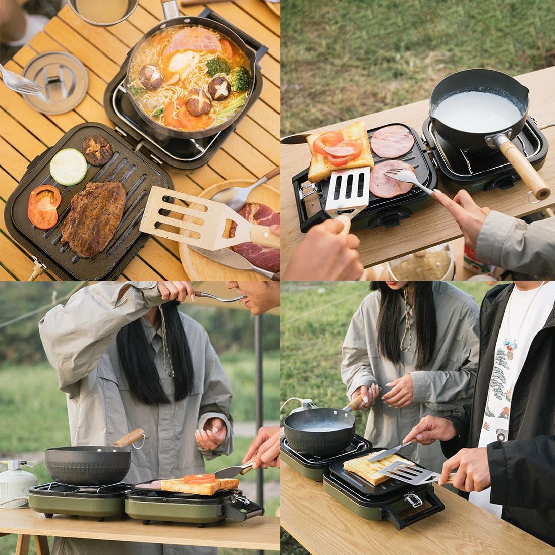 Naturehike 2 Burner Portable Stove for Camping, 16000 BTU Propane Gas Stove with Carry Bag, Small Folding Gas Grill, Adjustable Burners & Piezo Ignition for Outdoor Cooking, Patio, Emergency, Hiking
