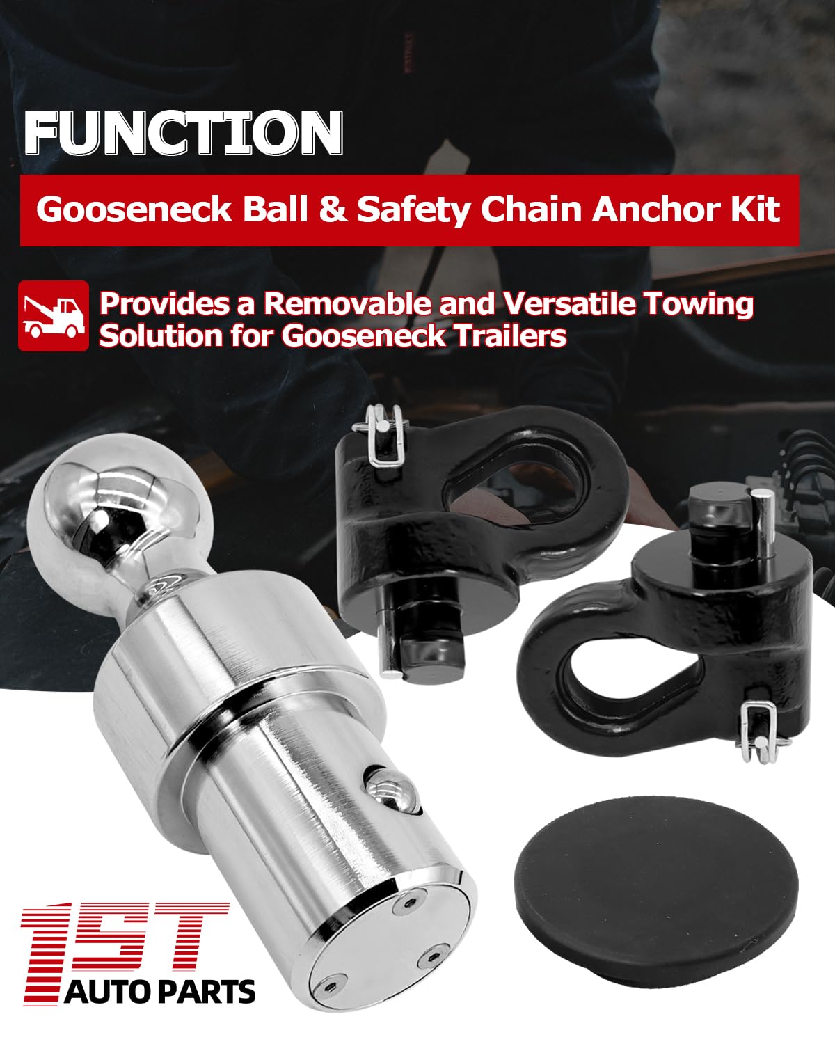 1ST 60692 Puck System Gooseneck Hitch Ball Kit for Ford F250 F350 F450 2013-2025, for Chevrolet Silverado, for GMC Sierra for Nissan Titan XD 2016-2025, 30000 lbs GTW/ 7500 lbs VTW, 2-5/16 Inch Ball