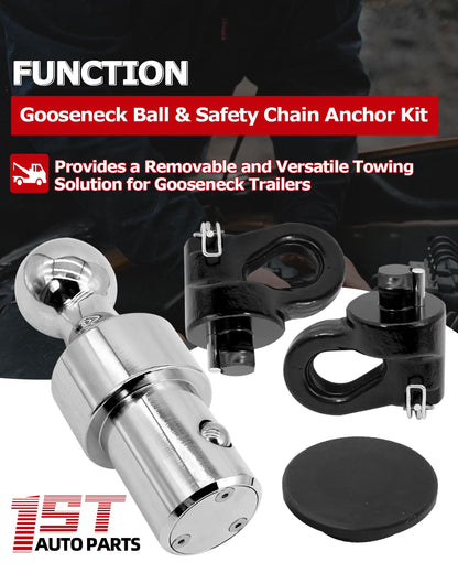 1ST 60692 Puck System Gooseneck Hitch Ball Kit for Ford F250 F350 F450 2013-2025, for Chevrolet Silverado, for GMC Sierra for Nissan Titan XD 2016-2025, 30000 lbs GTW/ 7500 lbs VTW, 2-5/16 Inch Ball
