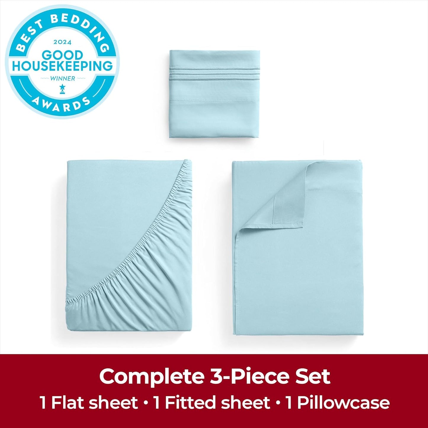Mellanni Twin XL Sheets Set - Iconic Collection Hotel Luxury Bedding - Extra Soft, Cooling, Stain Resistant (Aqua)