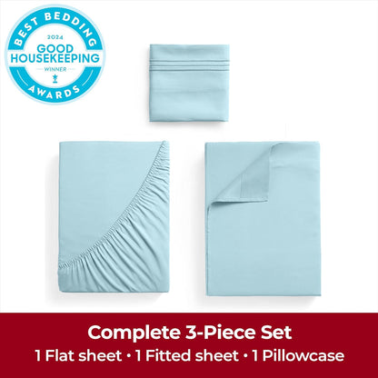 Mellanni Twin XL Sheets Set - Iconic Collection Hotel Luxury Bedding - Extra Soft, Cooling, Stain Resistant (Aqua)
