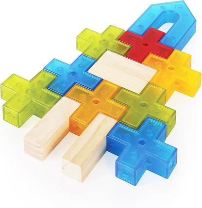 Guidecraft Texo 100 Piece Set - 3D Geometric Designs Educational Interlocking Shapes- Architectural Building-Bricks STEM Toys for Kids