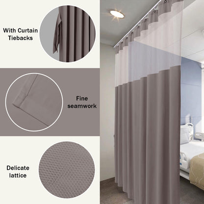 ABBRIGE Flame Retardant Hospital Curtain Hanging Medical Privacy Room Divider Cubicle Curtains for Room Separation - Meets for Fire Retardant Testing According to NFPA-701 (1 Panel, Grey, 12x8ft)
