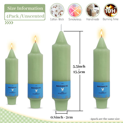 Unscented Dripless Taper Candles Light Green 5INCH Smokeless Short Taper Candlesticks for Dinner Weddings Birthday Party Home Décor