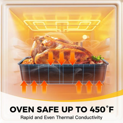 HONGBAKE Lasagna Pan - 3 Inch Deep Nonstick Baking Dish | 15x10" Heavy Duty Oven Roasting Pan