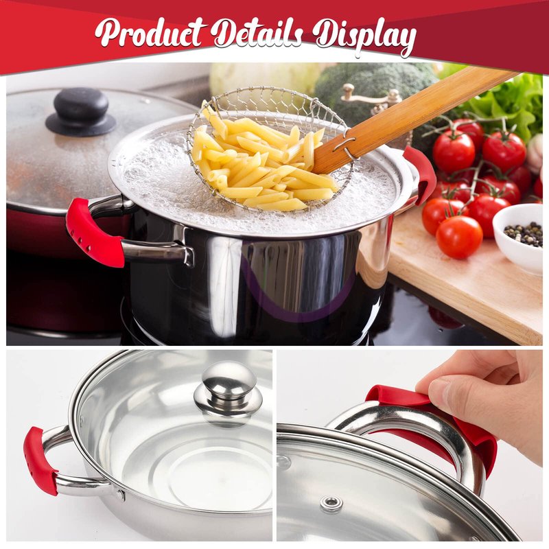Cast Iron Handle Cover, 10 Packs Silicone Pot Holders, Cast Iron Handle Covers Heat Resistant, Non-Slip Pot Handle Covers, for Frying Cast Iron Skillet Metal Pan