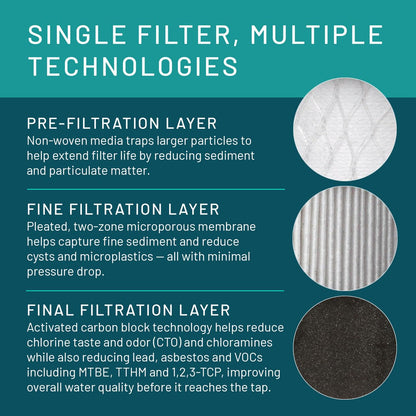 Aqua-Pure DW301 Under Sink Water Filter System, Removes Lead, VOC's, Microplastics, Cysts, Bad Taste and Odor, Asbestos, MTBE and TTHM Reduction