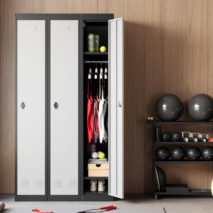 GAOMON Metal Locker, Metal Storage Locker with Shelves and Doors, Perfect for Employees and Students, Ideal for Offices, Schools, Gyms, Homes, and Garages, Assembly Required, Grey & Black