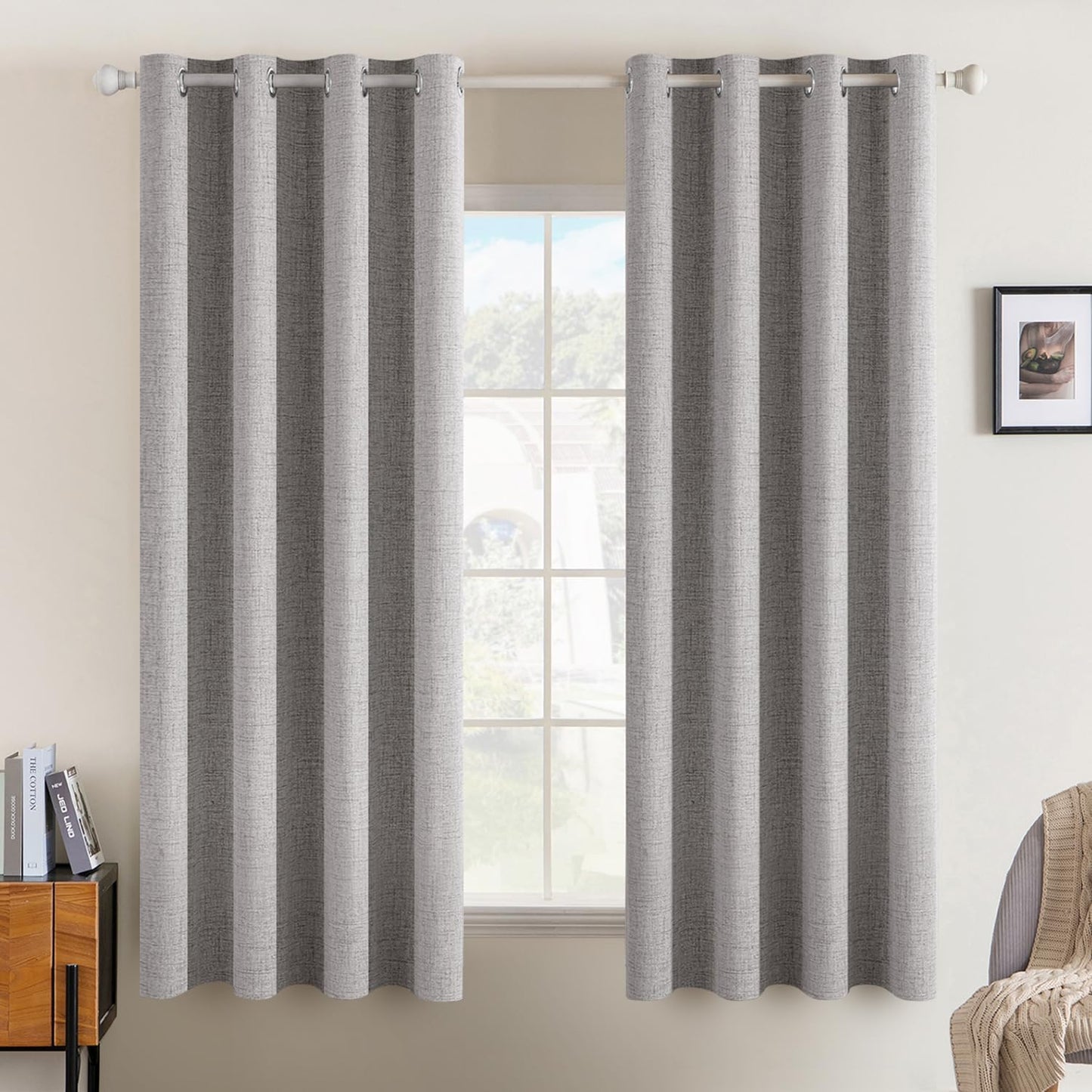 MIULEE Blackout Curtains - 100% Thermal Insulated Light Gray Drapes | 52x54 Inch (2 Panels)