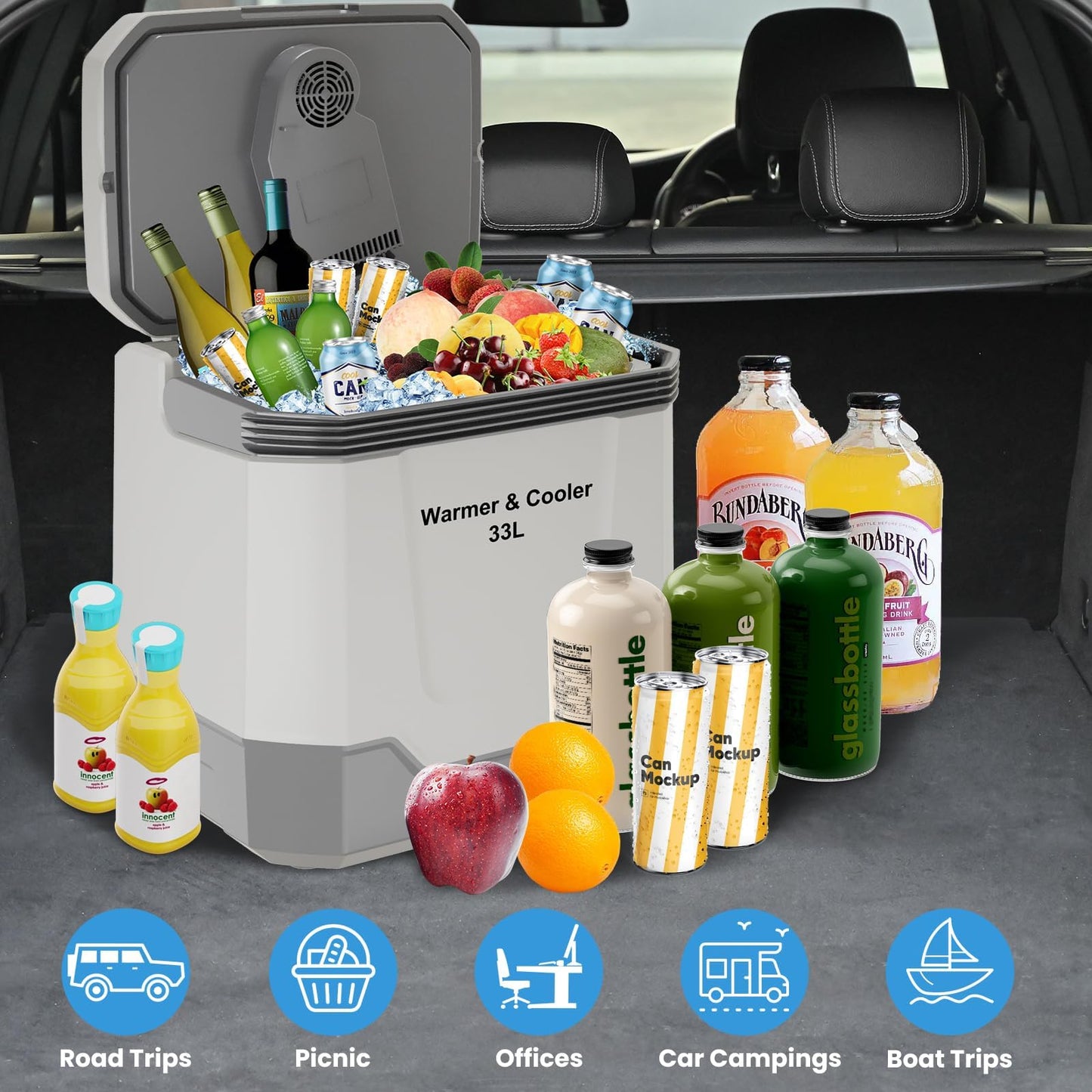 Takywep 35 QT Electric Cooler for Car, 12V/110V Portable Car Fridge Cooler & Warmer with AC/DC Power, 33L Car Refrigerator for Travel, Camping, Truck, Home Use, Gray
