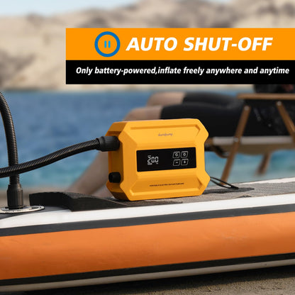dwndpump Paddle Board Pump Electric Portable, 20PSI High-Pressure SUP Pump, Intelligent Dual-Stage Inflation Deflation Function, Auto-Off, LED Display, Air Pump for Paddleboards, Inflatable Boat Tents