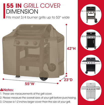 Unicook 55-Inch Grill Cover - Heavy-Duty Waterproof BBQ Protection for Weber & Charbroil Grills | Neutral Taupe