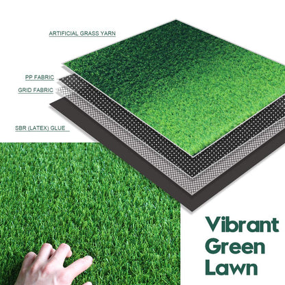 Artificial Grass Synthetic Lawn (0.7" Custom Sizes) -7FTx13FT Indoor/Outdoor Grass Carpet, Easy Installation Multi-use Astroturf Rug, Dog Turf with Drain Holes