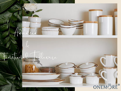 ONEMORE Mini Cocotte Set of 4, 6 oz Ceramic Ramekins with Lids and Handles, Small Casserole Dishes for Oven, Mini Dutch Oven for French Onion Soup, Souffle and Baking, Microwave & Dishwasher Safe, Creamy White