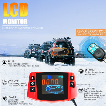 WAYSKA Diesel Air Heater 12V, 15L Tank, Diesel Heater 8KW, Muffler, Diesel Parking Heater with LCD Monitor & Remote Control for Trucks, Trailer, Boat and Motor-Home