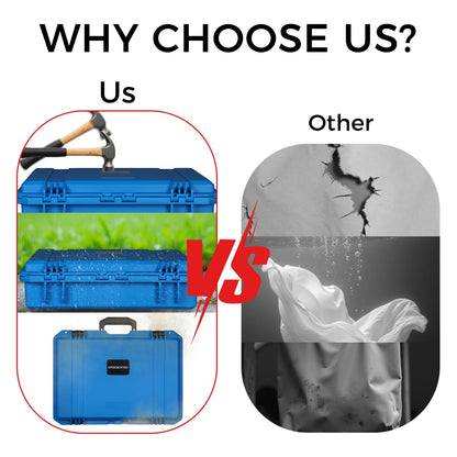 EPDEDICATED IP67 Waterproof Shockproof Hard Case, Orange Rugged Hard Shell with Custom Foam Insert, Lockable Heavy-Duty Equipment Case for Camera Drone Tools Camping Gear, 18.0×13.39×5.12 In (Blue)