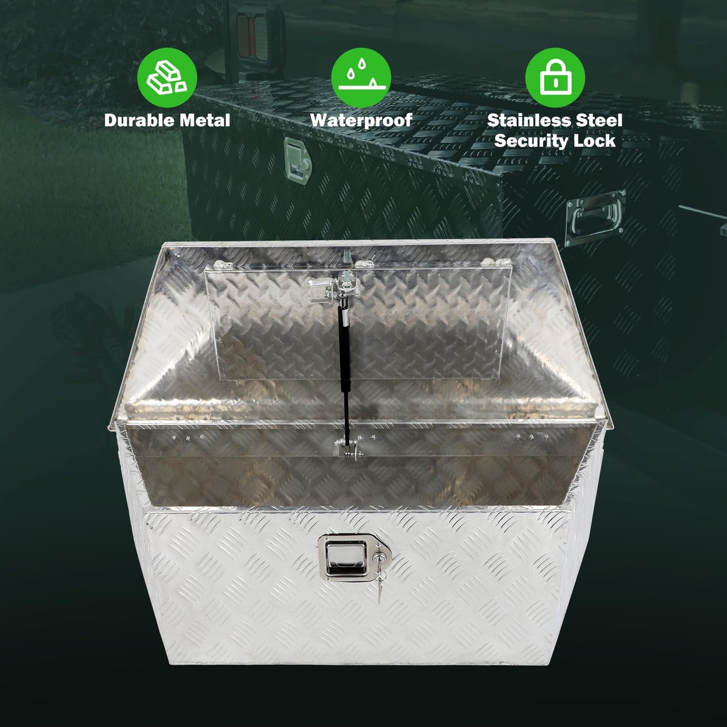 SCITOO 39 Inch Heavy Duty Truck Bed Tool Box,Aluminum Diamond Plate Crossover Storage for Most Full Size Pickups,Lockable Weatherproof Chest,Fits 39" Truck Beds,Easy Access to Load and Unload