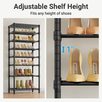 VIPEK S1 Shoe Rack, 8-Tier Metal Durable Shoe Organizer, Heavy Duty Large Capacity Up to 24 Pairs, Adjustable & Detachable Shoe Shelves for Entryway/Bedroom/Closet, Holds Up to 544 lbs, Black