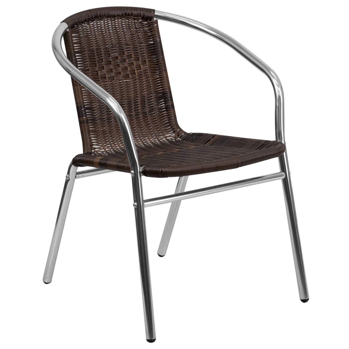 Flash Furniture Lila 31.5'' Square Aluminum Indoor-Outdoor Table Set with 2 Dark Brown Rattan Chairs