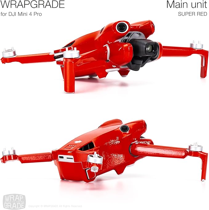 WRAPGRADE Skin Stickers Compatible with DJI Mini 4 Pro | Full Wrap (Super Red)