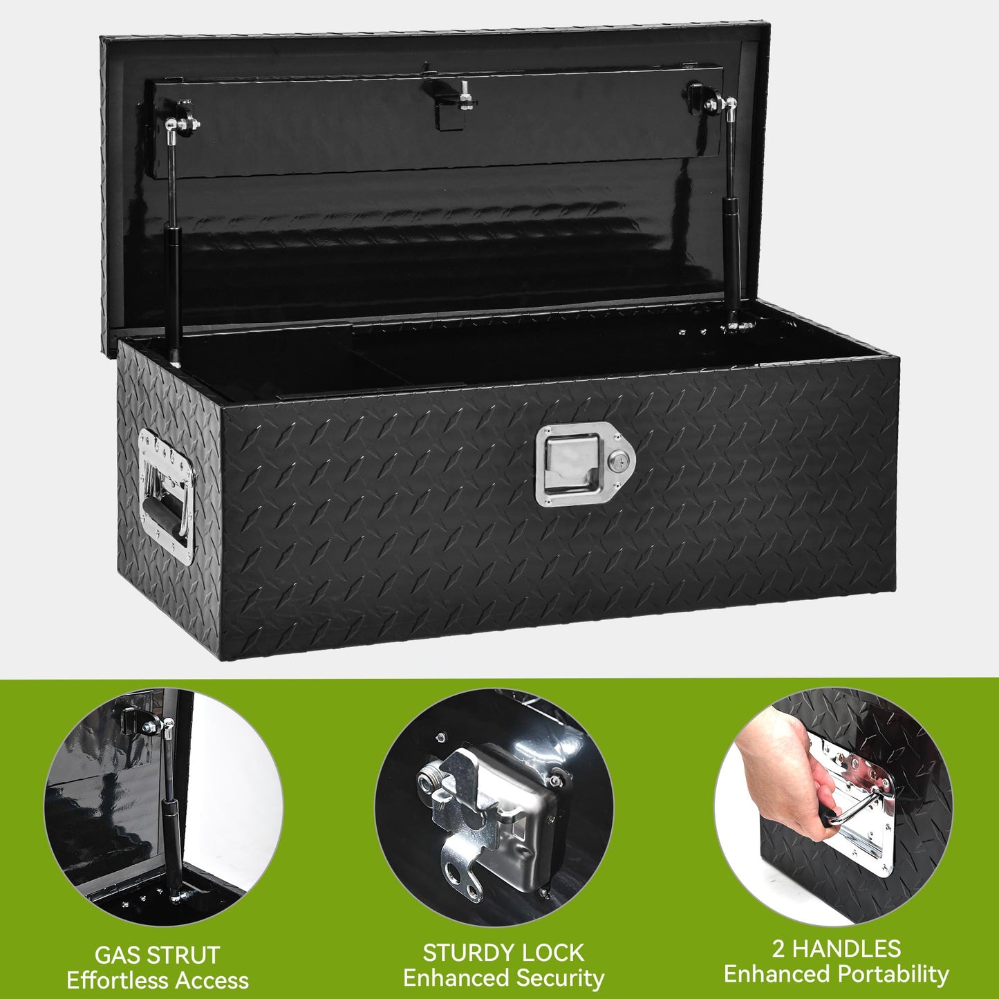 AUTOSAVER88 39 Inch Truck Bed Tool Box, Heavy Duty Aluminum Diamond Plate Tool Box Chest, Waterproof Chest Storage Box with Sliding Shelf and Lock for Trucks, Trailers, RVs, Warehouses