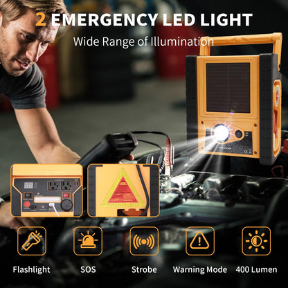 2000A Peak Jump Starter with Air Compressor, Portable Power Station with 400W Inverter, 12V Car Battery Booster for 8.5L Gas/Diesel Engines