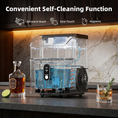 Antarctic Star Nugget Ice Maker, Portable Crushed Ice Machine with Soft Chewable Ice, 35Lbs/Day, Self-Cleaning, One-Click Operation for Home, Kitchen, Office, Bar