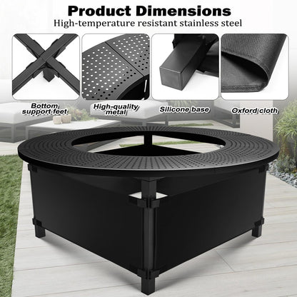 AGEDNE 47.8 Inch Fire Pit Surround Tabletop for Solo Stove Bonfire Ranger Yukon 2.0, Powder-Coated Steel Table Top with 30.2 Inch Inner Diameter,Outdoor Fire Pit Accessory for Wood Burning