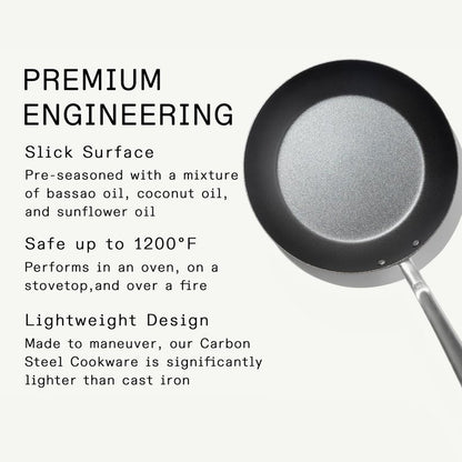 Made In Cookware - Seasoned 8" Carbon Steel Frying Pan - (Like Cast Iron, but Better) - Professional Cookware - Crafted in Sweden - Induction Compatible