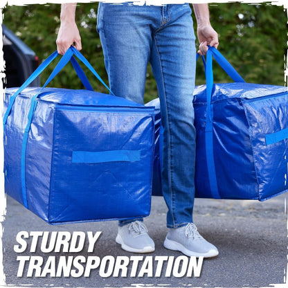 RUGGED RHINO Heavy Duty Extra Large Moving Bags - Durable Blue Storage Solution with Zipper & Strong Handles | 2 Pack