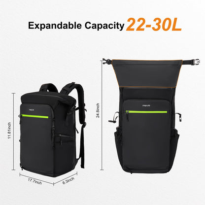 MOSISO Expandable Motorcycle Helmet Backpack Bag&Motorcycle Tail Bag with Expandable Capacity 32L-48L, Motorbike Rear Seat Trunk Gear Bag with Rain Cover&Shoulder Strap, Black