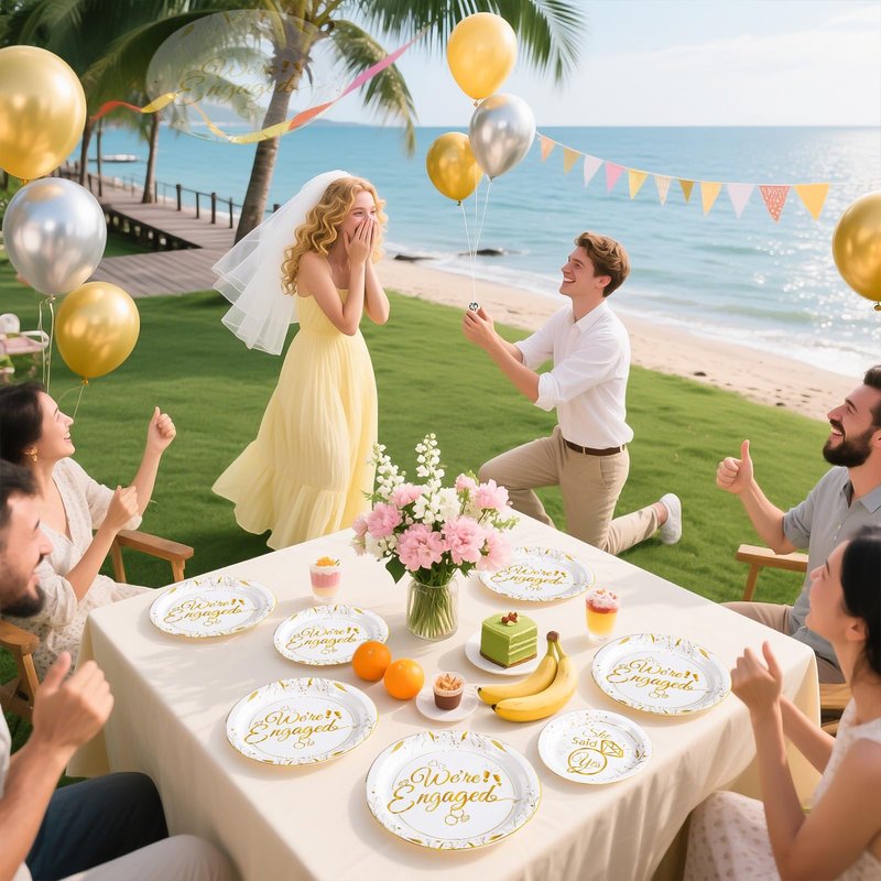 Grencian 96Pcs Happy Engagement Party Supplies White Gold Diamond Ring Plates Napkins She Said Yes Party Disposable Dinnerware for Wedding Bridal Shower Just Engaged Decoration Serve 24