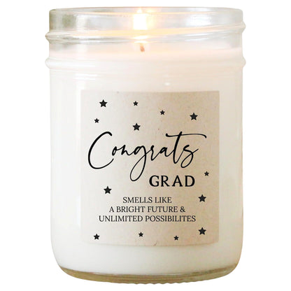 The Dancing Wick Candle - Congrats Grad 2026 - Golden Hour Scented Soy Wax Candle - Dreamy Floral & Sweet Amber Scent - 8 oz, Hand-Poured - Made in the USA – Graduation Gift (Congrats Grad)
