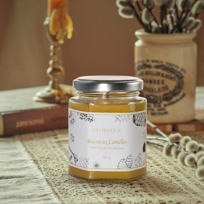 Olorvela Jar Beeswax Candles-100% Natural Pure Beeswax Candles,5oz Unscented Beeswa Candle,Up to 30 Hours Burn Time, Bees Wax Candles for Decor,Party,Christmas 1 Pack