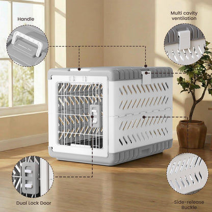 Collapsible Dog Crate for Large/Medium Dogs - 36" L Foldable Dog Cage No-Tool Assembly, Travel Dog Crate with 2 Wheels - Easy to Carry, Space-Saving, Indoor Outdoor Use, 36.4"(L) x22.84(W) 25.8"(H)