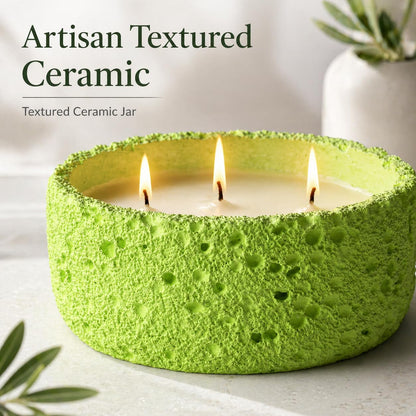 Viyffo 20oz Large Scented Candle - Sage & Bergamot, 3 Wick Non Toxic Soy Candles for Women & Men, Matte Green Ceramic Jar, Luxury Home Fragrance, Elegant Room Decor & Premium Gift