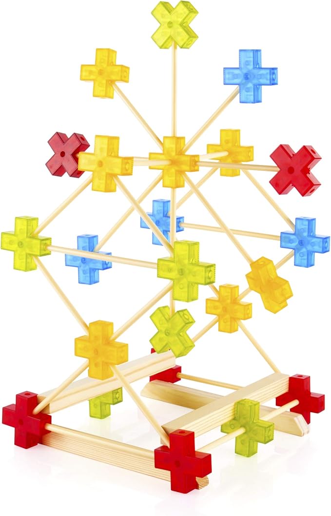 Guidecraft Texo 100 Piece Set - 3D Geometric Designs Educational Interlocking Shapes- Architectural Building-Bricks STEM Toys for Kids