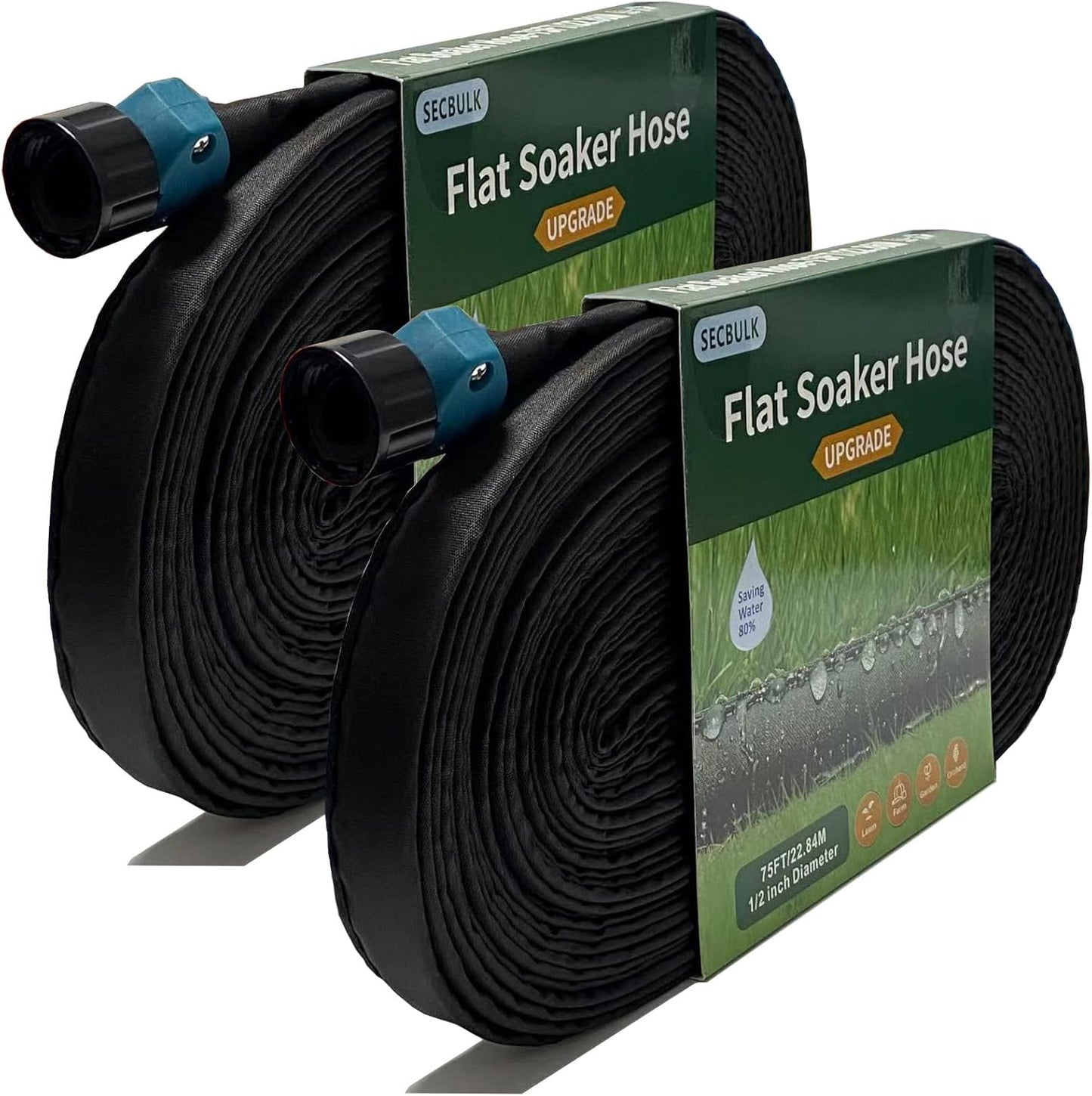 Secbulk 2025 Flat Soaker Hose - 150 ft Linkable Drip Irrigation System | Dual-Layer Leak-Free Design