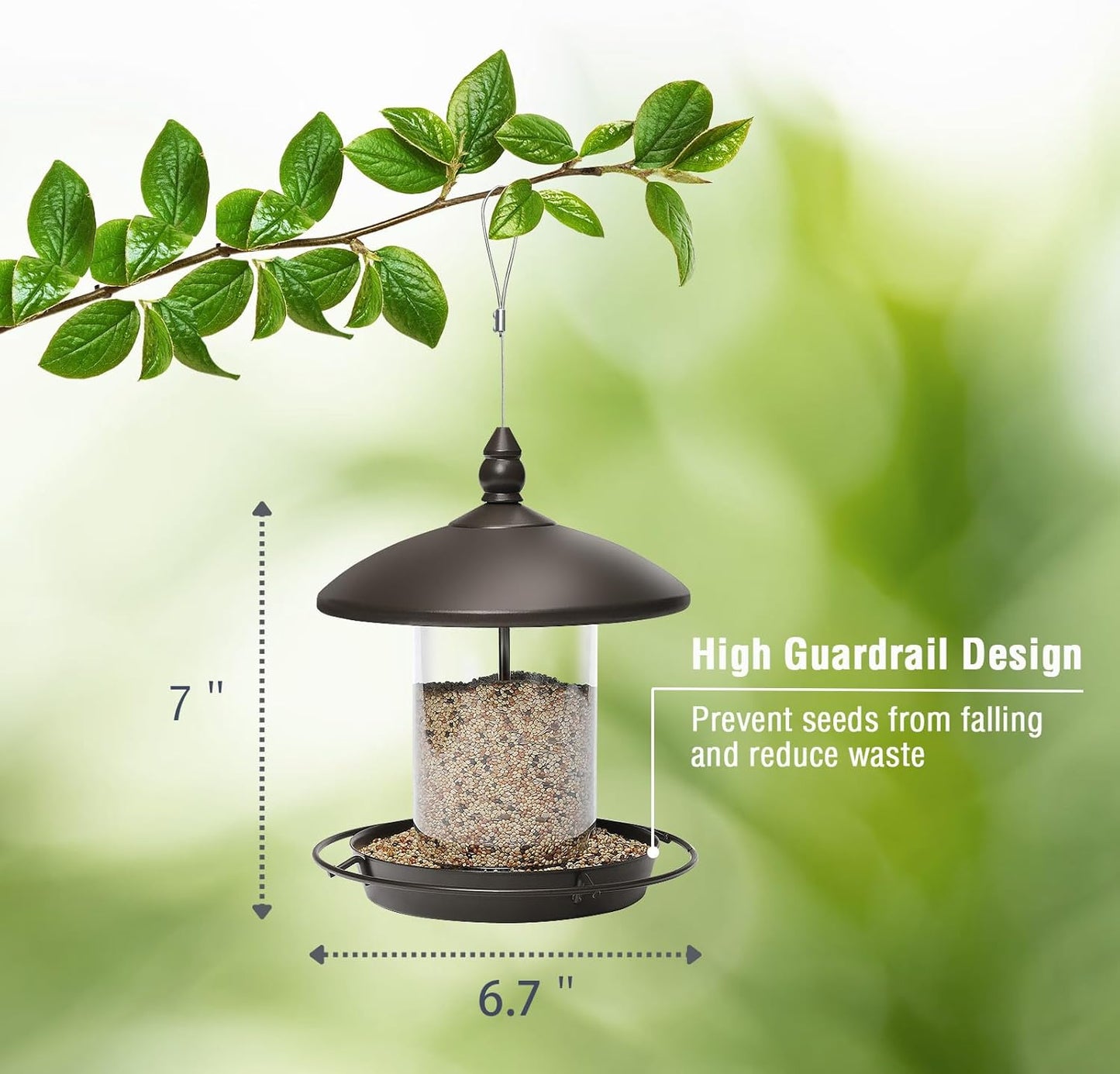 Youvip Metal Roof Bird Feeder - Chew-Proof Design for Outdoor Hanging | Bronze Finish