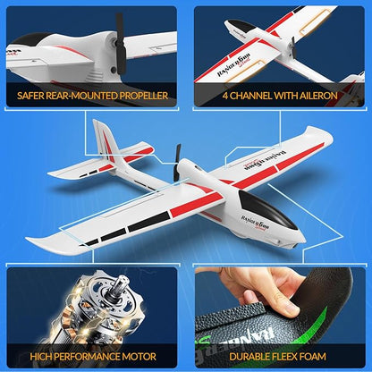 volantexrc RC Glider Plane Ranger600 Stunt 4 CH Remote Control Airplane RTF with 6-Axis Gyro &amp 3 Modes Easy to Fly 2.4GHz Radio Controlled Aircraft for Beginners &amp Adults (White)
