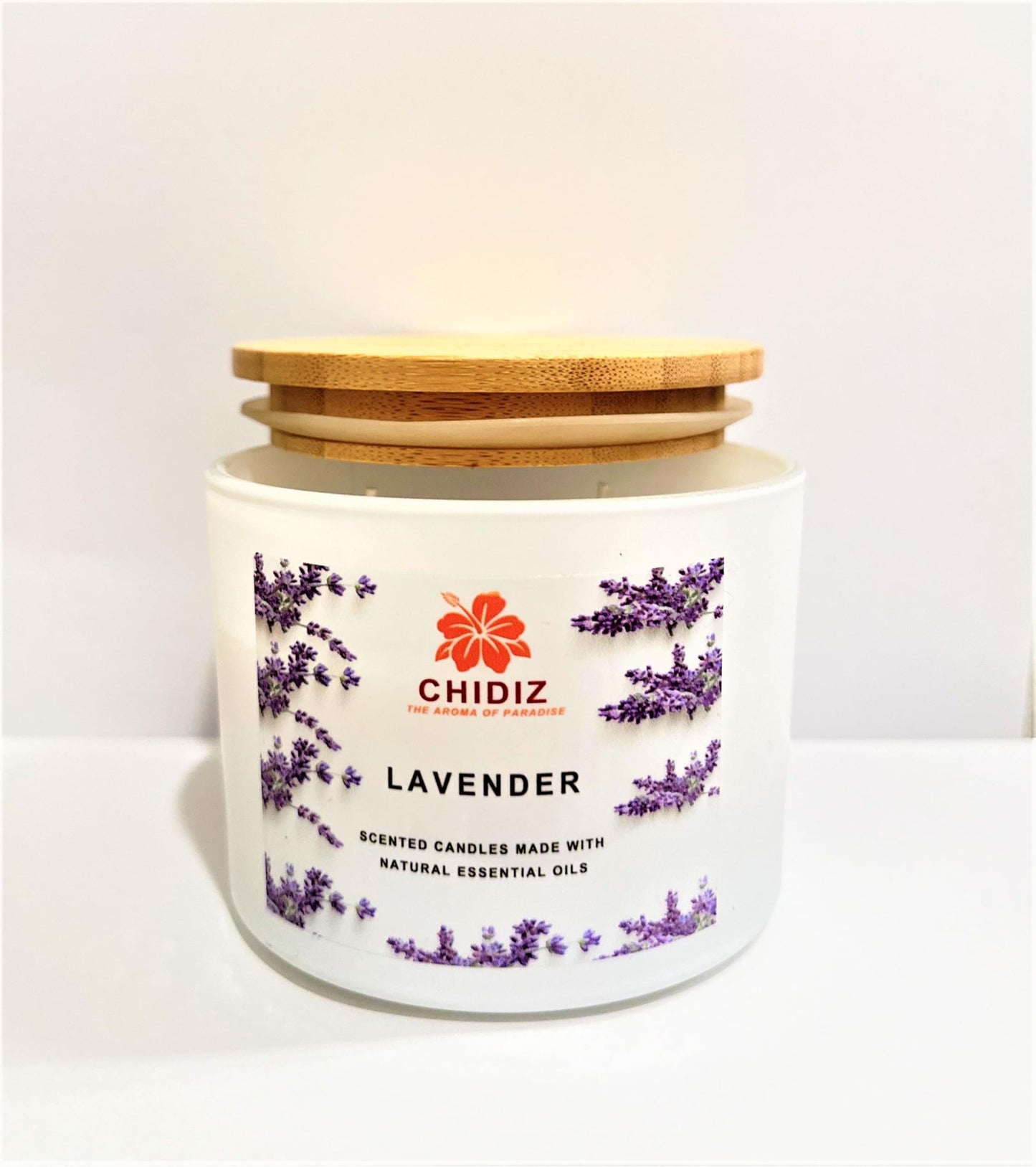 CHIDIZ Lavender Soy Scented Candles | Large 1 Wick Jar Candle | Up to 45 Hours Burning Time | Relaxing Aromatherapy Candles | Housewarming Gift for Women and Men (Medium, Lavender)