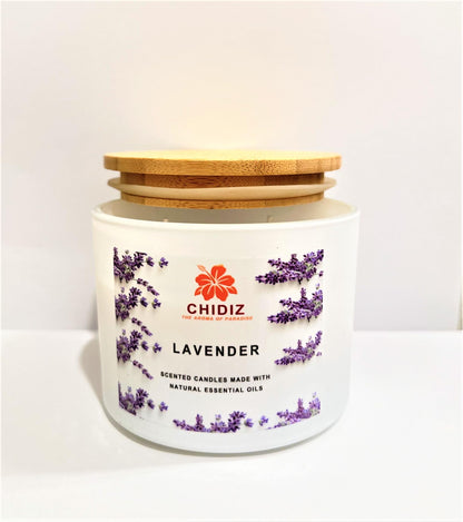 CHIDIZ Lavender Soy Scented Candles | Large 1 Wick Jar Candle | Up to 45 Hours Burning Time | Relaxing Aromatherapy Candles | Housewarming Gift for Women and Men (Medium, Lavender)