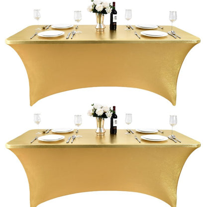ZarzaaSik 6-Pack 4ft Spandex Table Covers for Rectangular Folding Tables - Wrinkle Resistant Stretch Tight Table Cloths - Ultimate Fitted Table Protector for Parties, Trade Shows, and Wedding