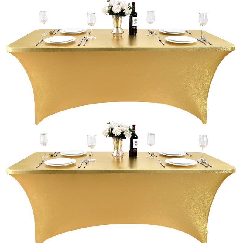 ZarzaaSik 2-Pack 4ft Spandex Table Covers for Rectangular Folding Tables - Wrinkle Resistant Stretch Tight Table Cloths - Ultimate Fitted Table Protector for Parties, Banquet, and Wedding