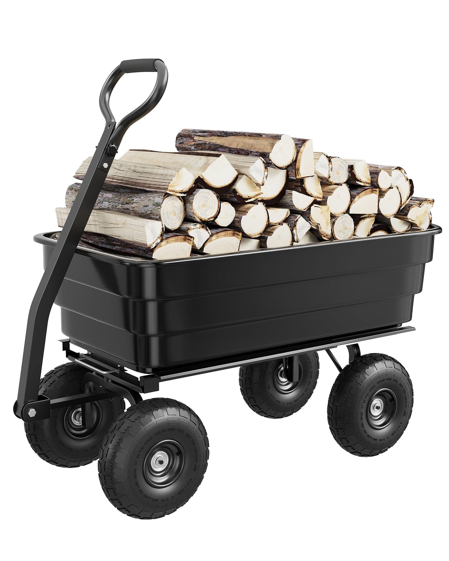 1200LB Capacity Heavy Duty Garden Utility Wagon, All-Terrain Dump Cart with 180° Adjustable Handle & Quick Release for Soil, Plants, Tools, Black