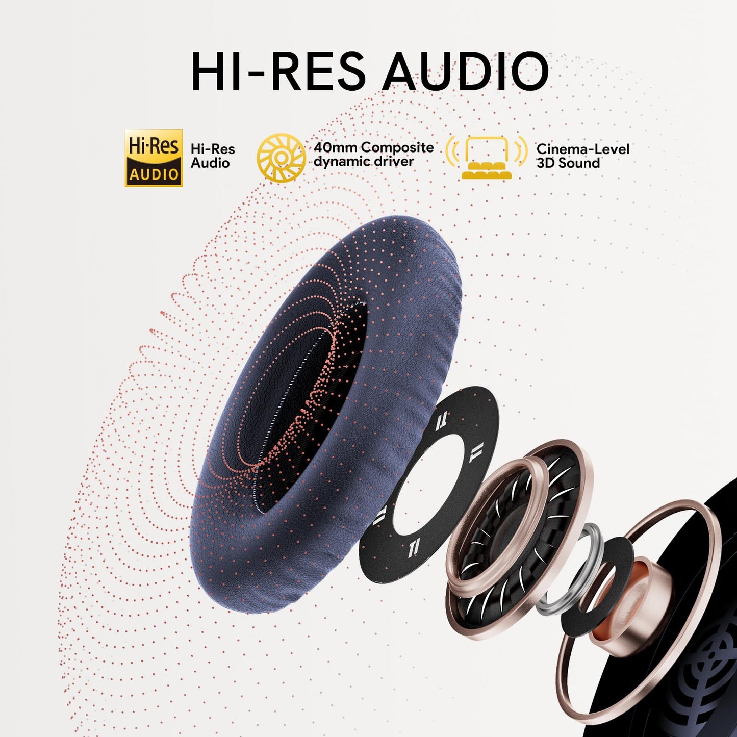 QCY H3 ANC Bluetooth Headphones Over Ear, Active Noise Cancelling Bluetooth 5.4 Headphones with Microphones, Hi-Res Audio Sound, Multipoint Connection, 60H Playback, Custom EQ via App(Blue)