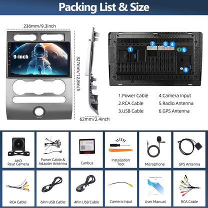 4G+64G Car Radio Stereo for Ford Expedition 2007-2014 with Wireless CarPlay Android Auto 9" Touchscreen Radio Android 13 Car Stereo with GPS Navigation Bluetooth 5.0 32EQ FM Backup Camera (Manual AC)