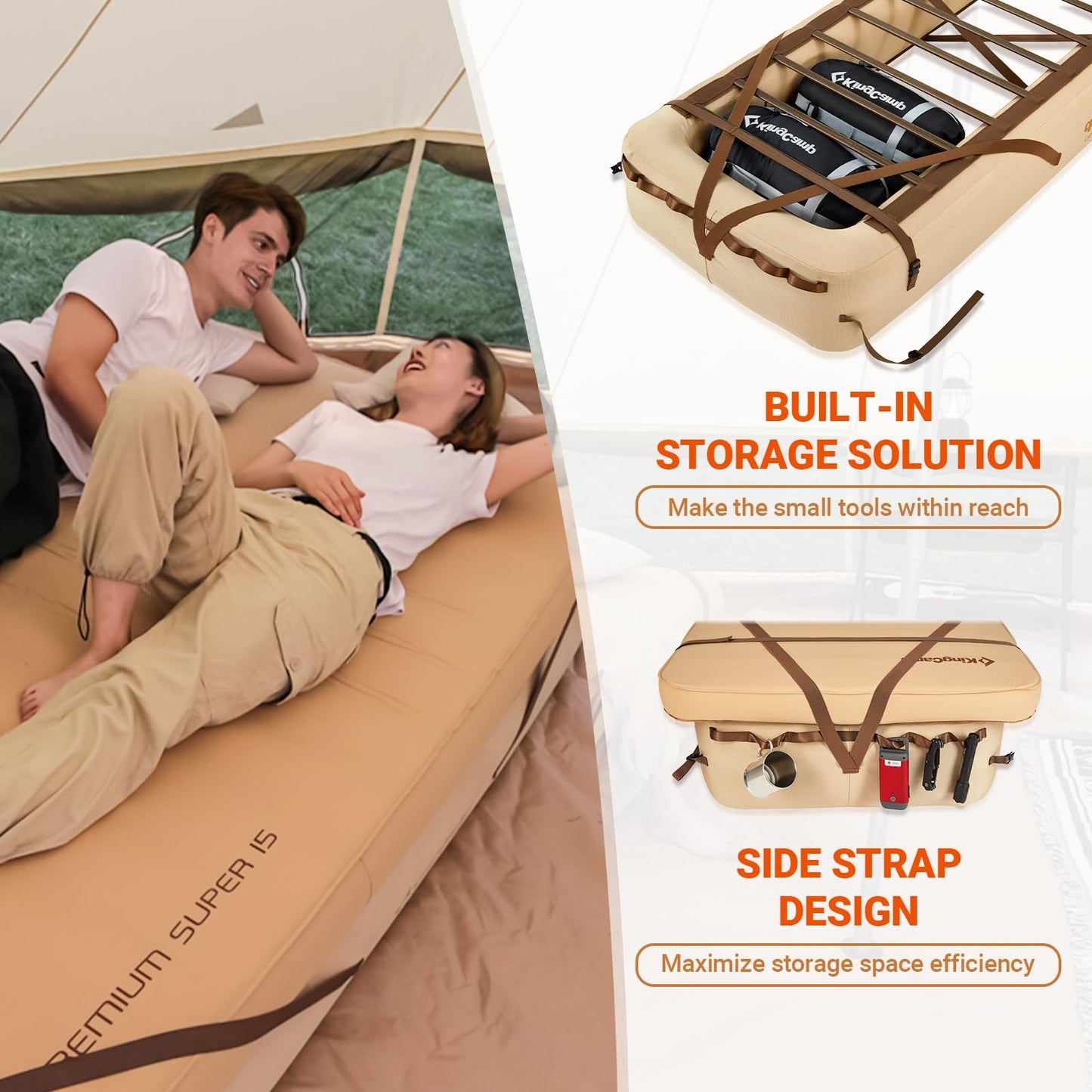 KingCamp Camping Mattress Air Base with Air Pump, Portable & Compact Alternatives to Camp Cot, Inflatable Bed Frame for Home Tent Storing (Air Mattress Not Included)