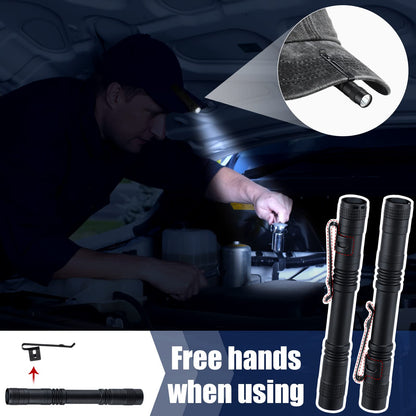 Zhengmy 50pack LED Flashlight Bulk Father's Day Gift for Men, 5 Inch Small Pocket Flashlight with Clip Aaa Battery Powered Compact Mini Edc Pen Light Handheld Tiny Portable for Tight Spaces, Emergency