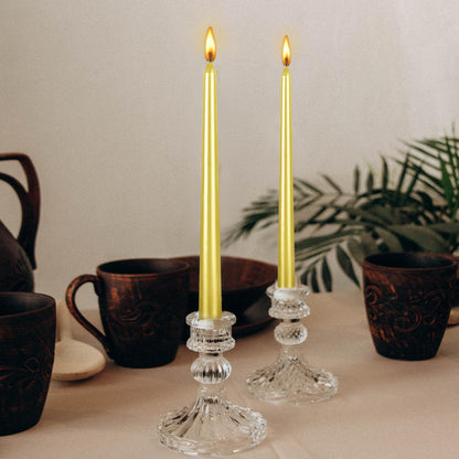 10 Inch Taper Candle, Set of 12,Tapered Candles Burn for 7 Hours, Long Sticks,Tall Candlesticks, Dinner Party, Wedding, Halloween (12pcs, Gold)